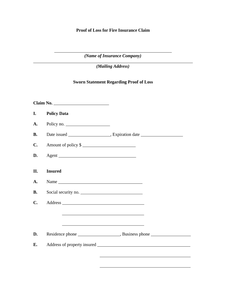 Fire Claim  Form