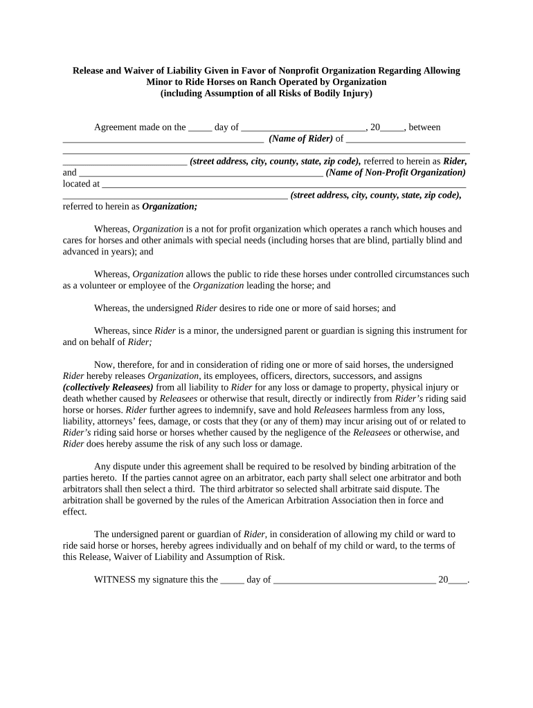 Waiver Nonprofit Form