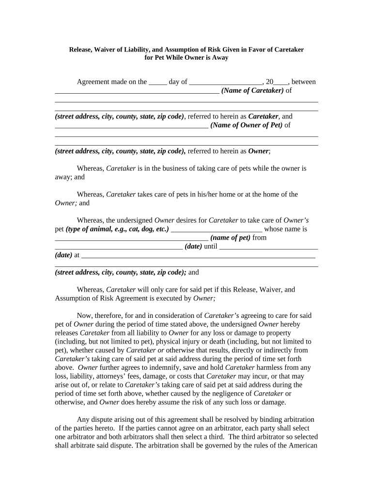 Caretaker Form