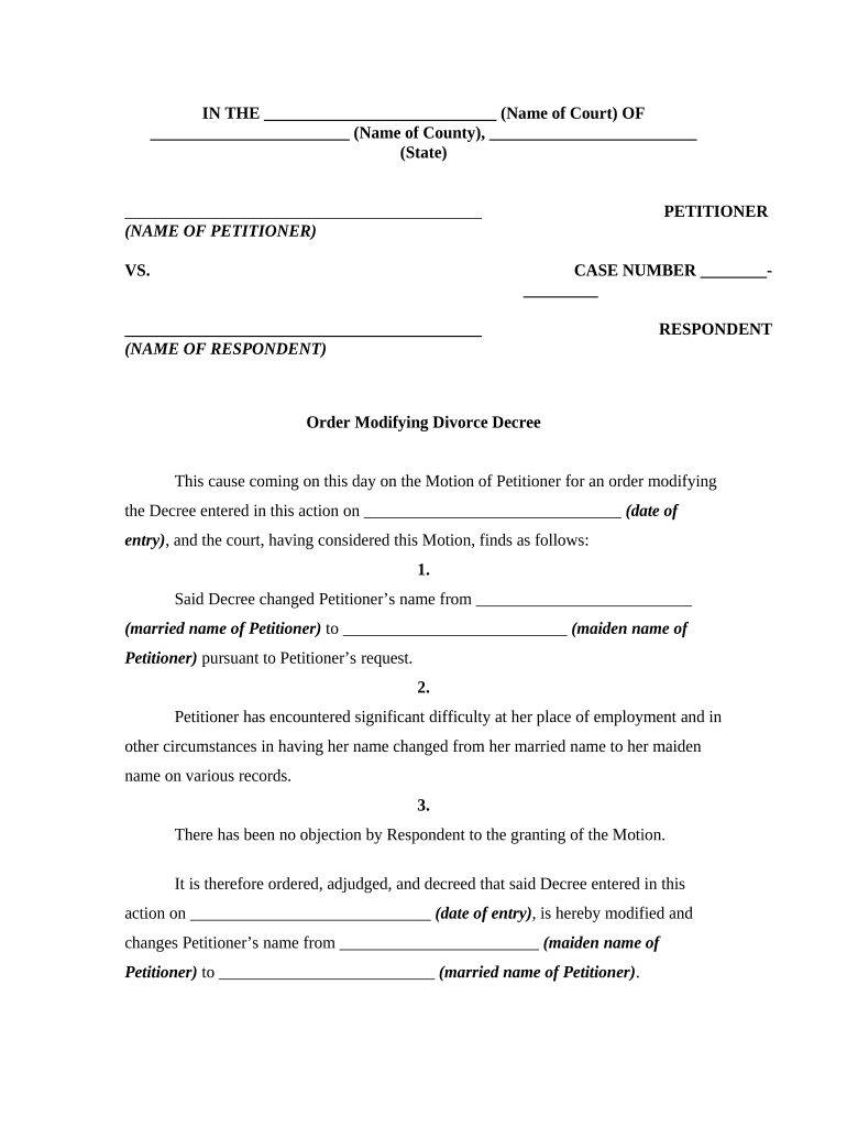 Amending Divorce  Form