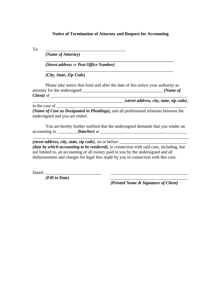 Termination Attorney PDF  Form