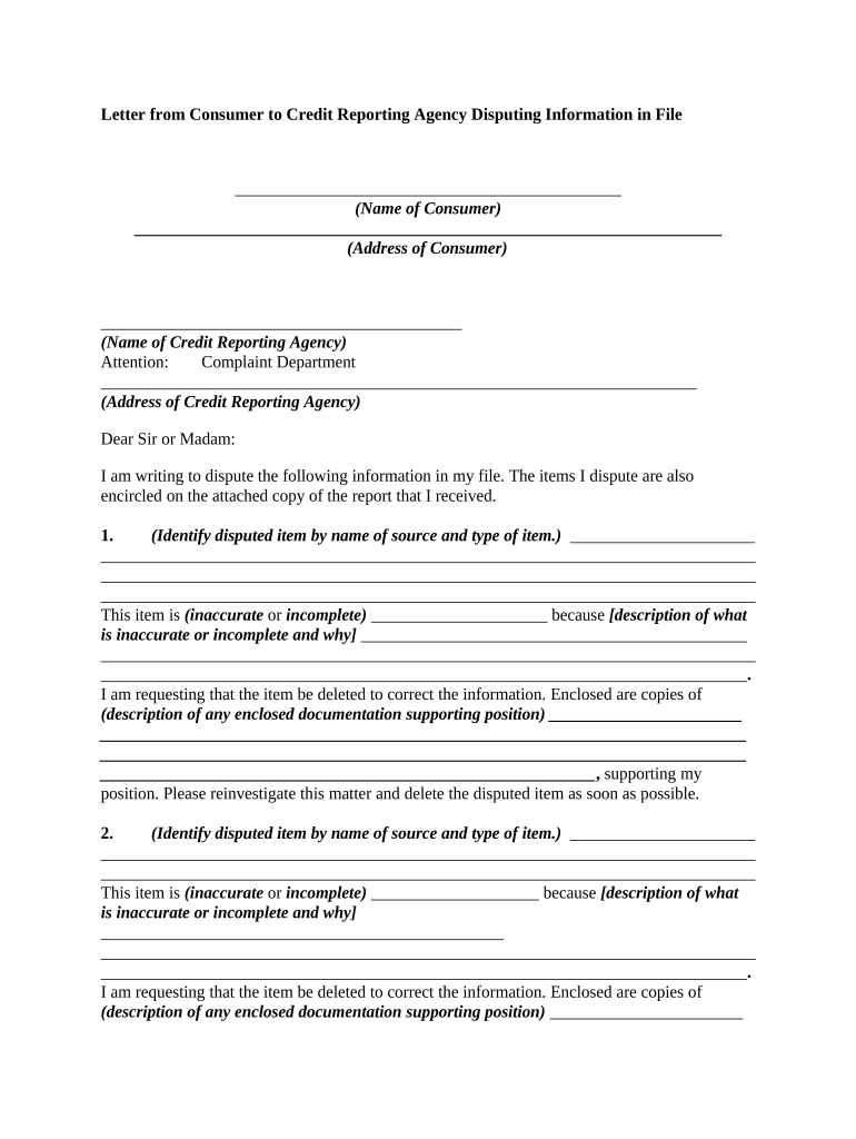 Consumer Reporting  Form