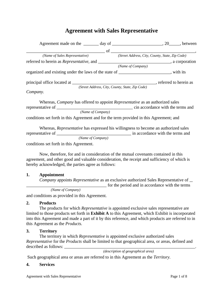 Agreement Sales Representative  Form