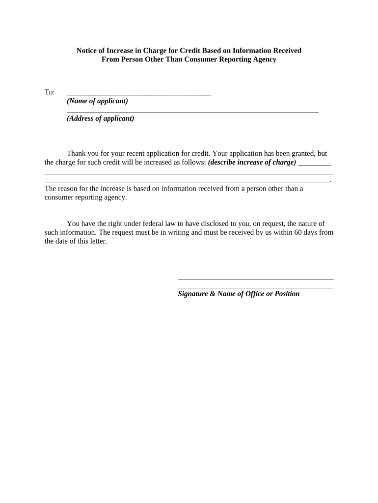 Rent Increase Notice  Form