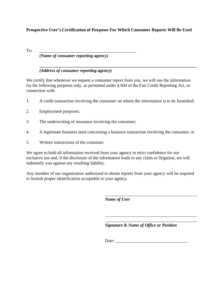 Purposes Consumer  Form