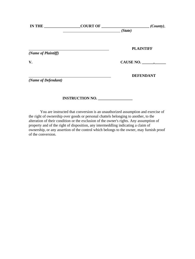 Instruction to Jury as to Evidence of Conversion  Form