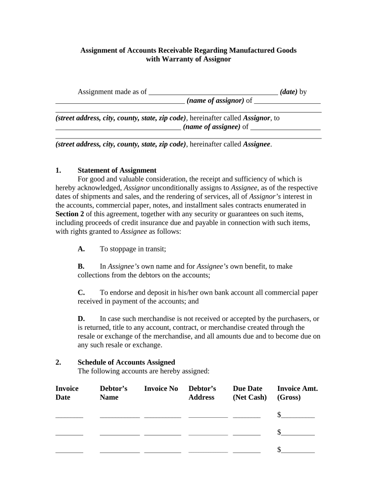 Assignment Accounts  Form