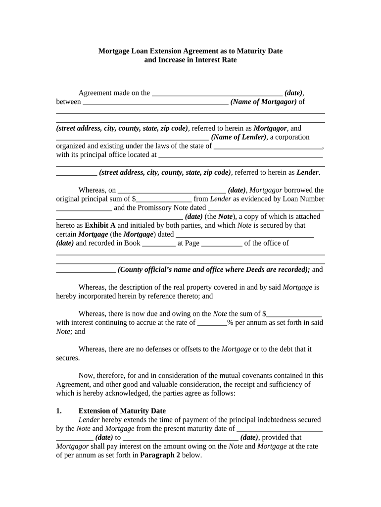 Mortgage Loan Extension  Form