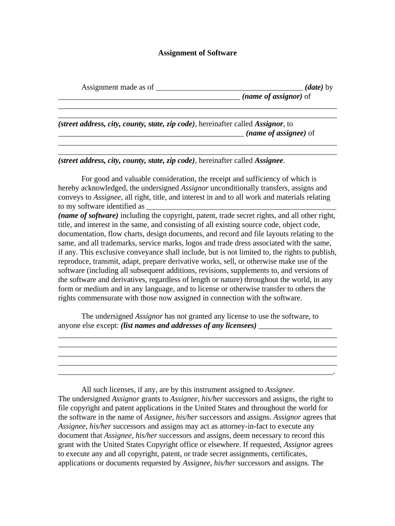 Assignment of Software  Form