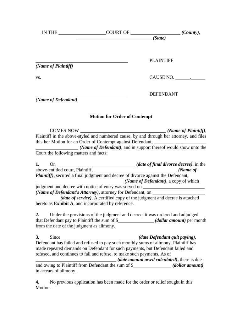 Order Alimony  Form