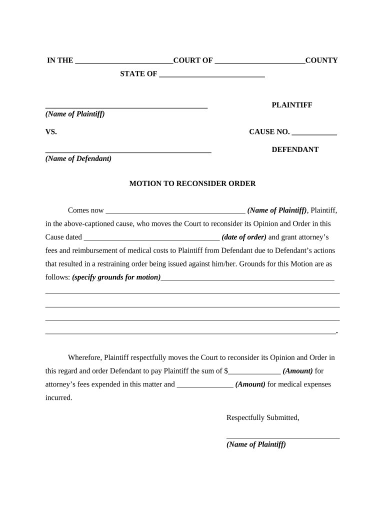 Motion Court Reconsider  Form