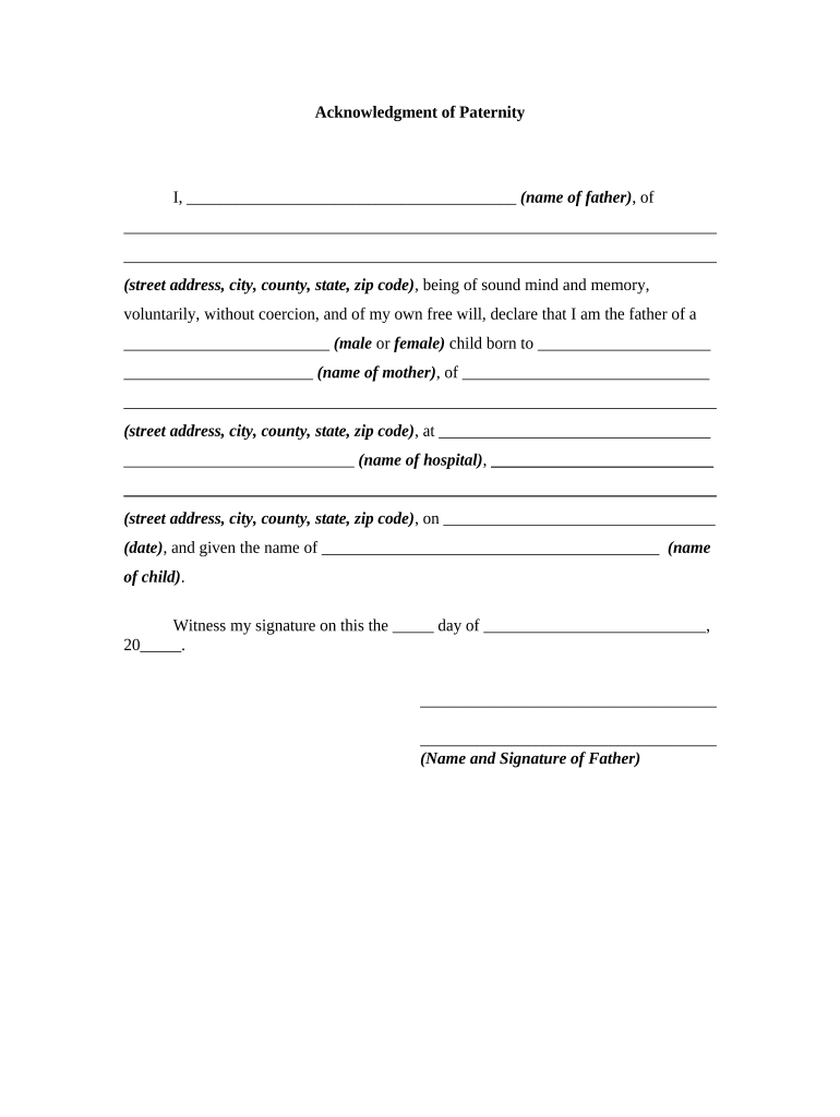 Paternity PDF  Form