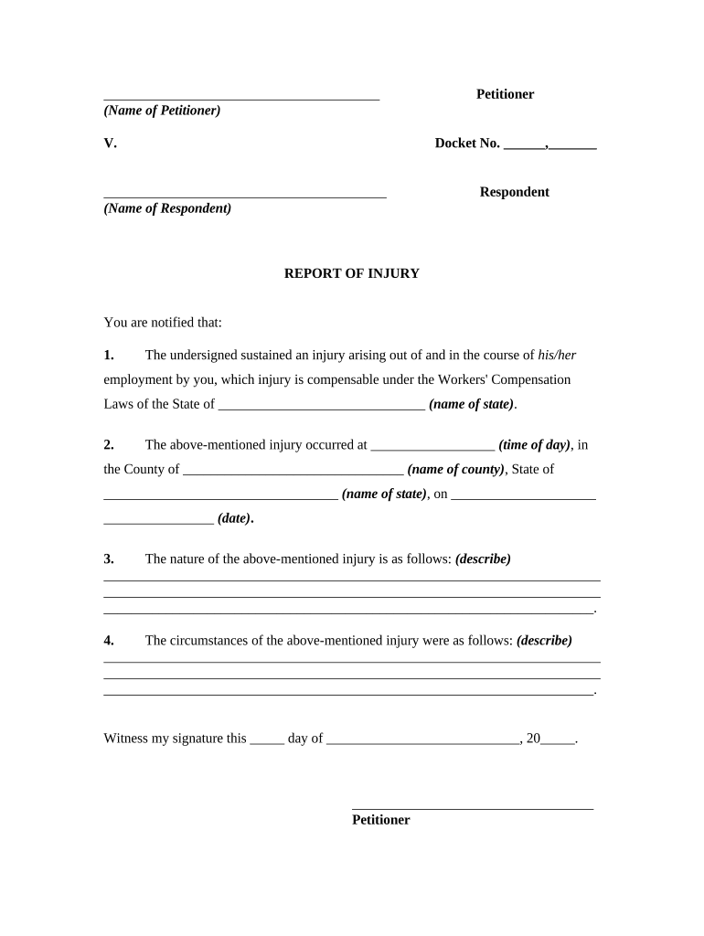 Report Injury  Form