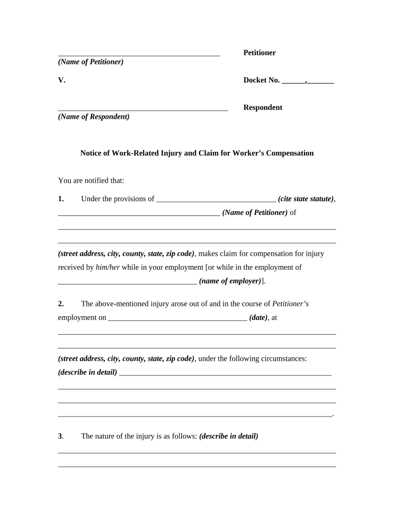 Work Related Compensation  Form