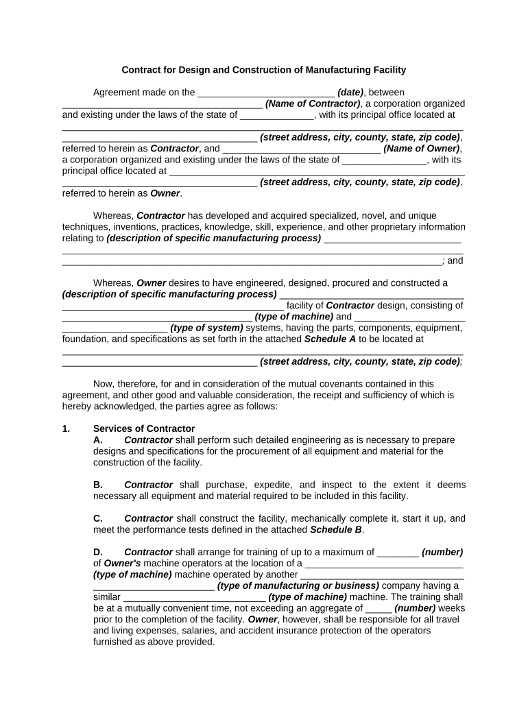 Contract Manufacturing  Form