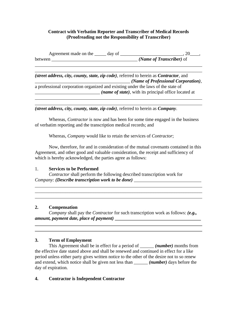 Verbatim Reporter  Form