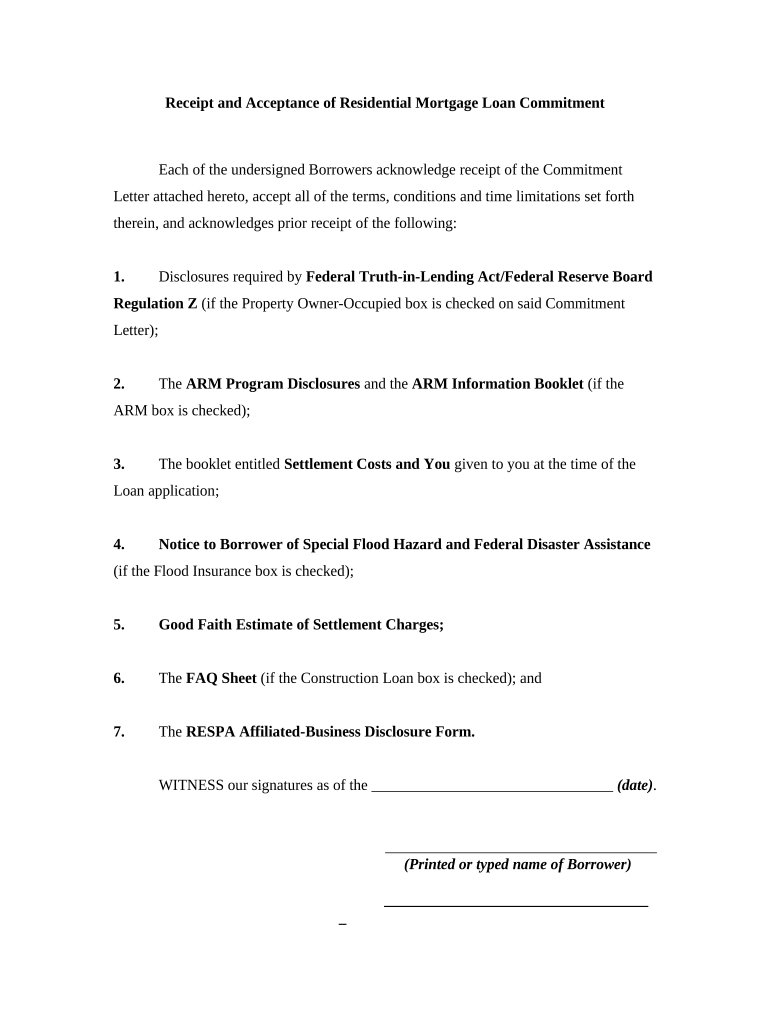 Residential Mortgage Loan  Form