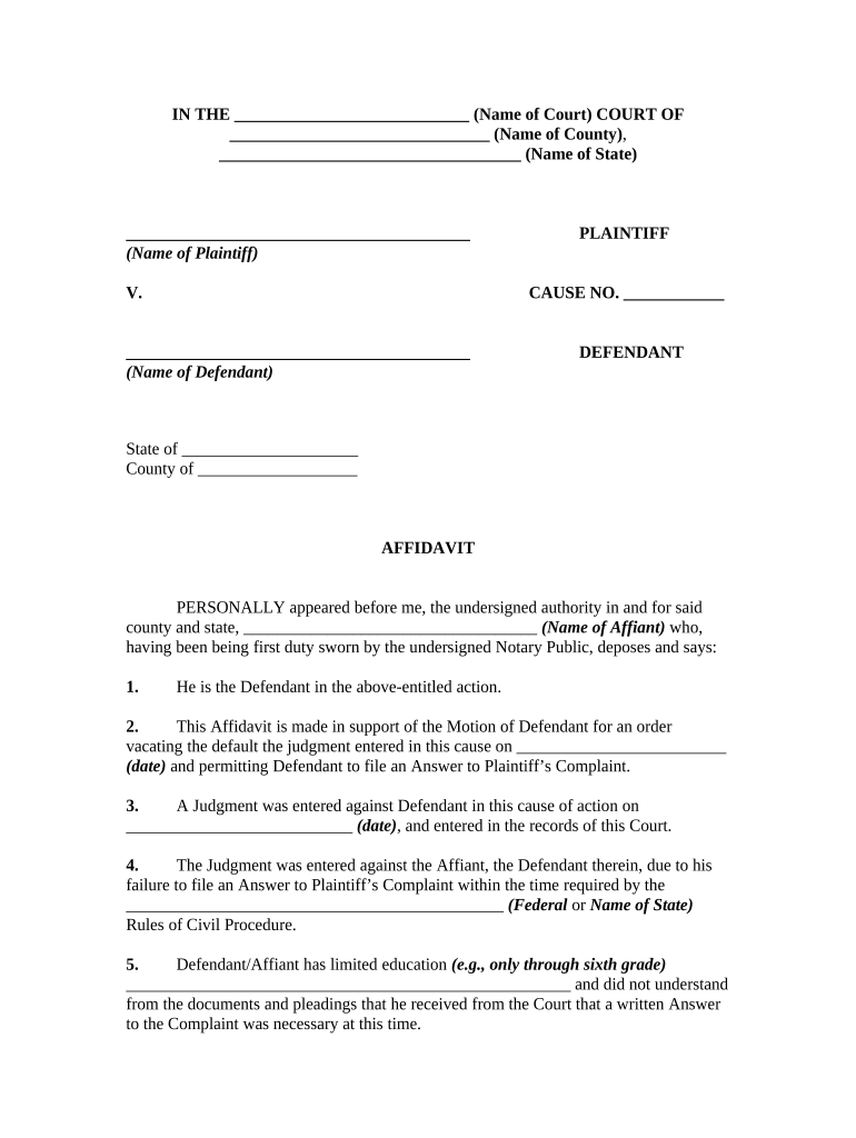 Affidavit Notice Motion  Form