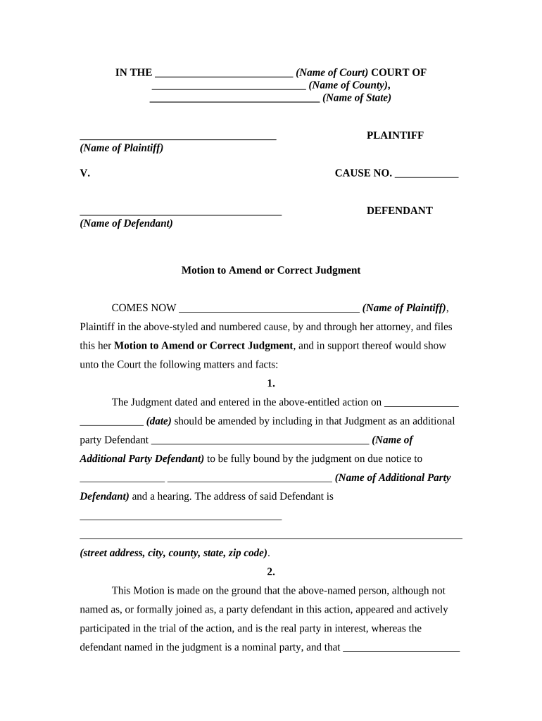 Amend Judgment  Form