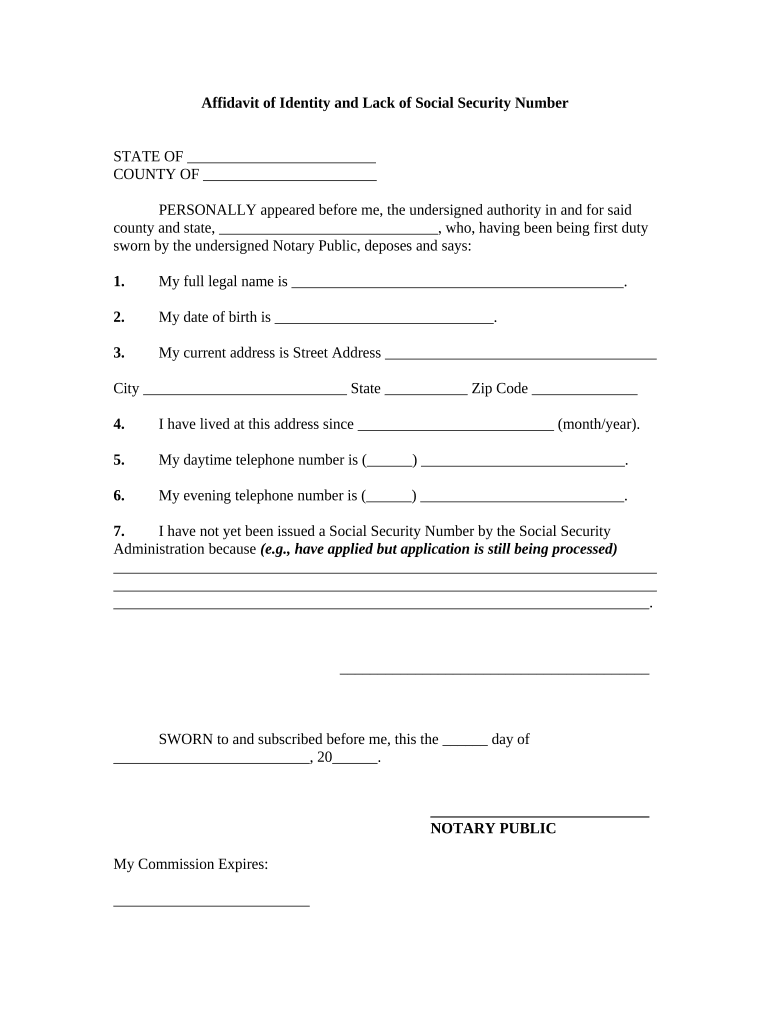 Affidavit Identity  Form