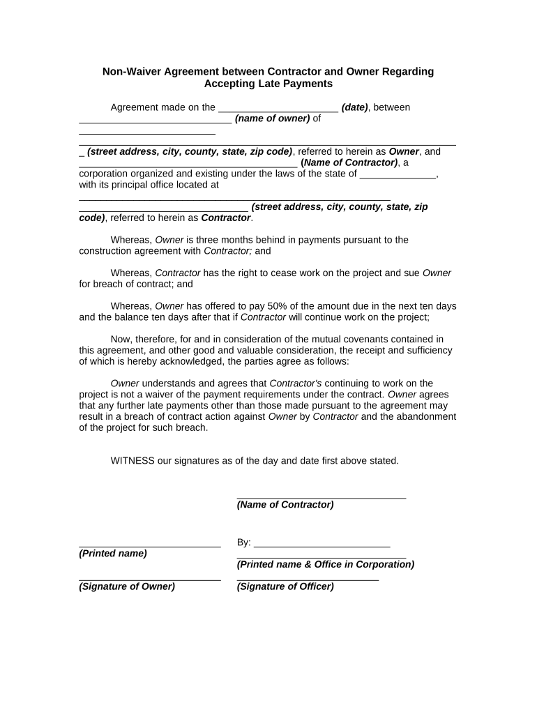 Non Waiver  Form