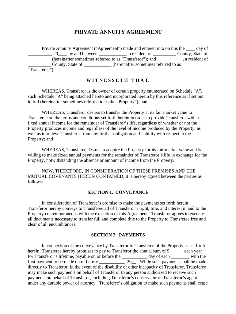 Private Agreement  Form