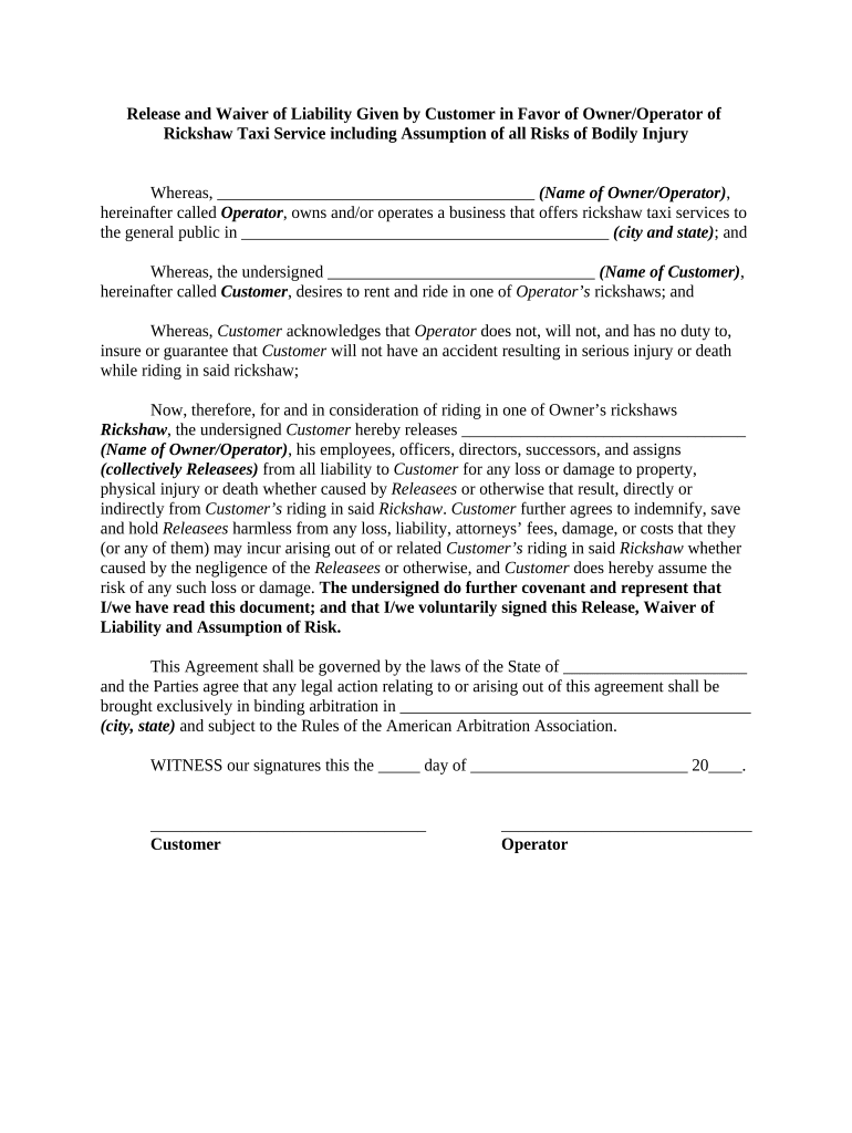 Liability Customer  Form