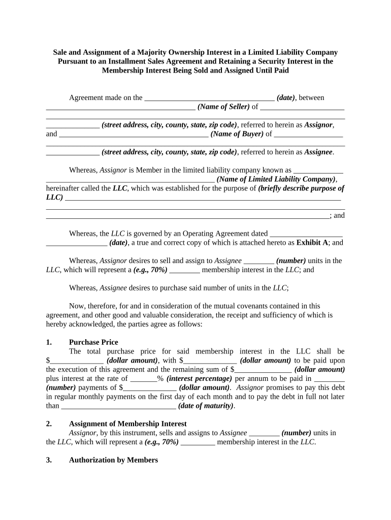 Sale Interest Llc Agreement  Form