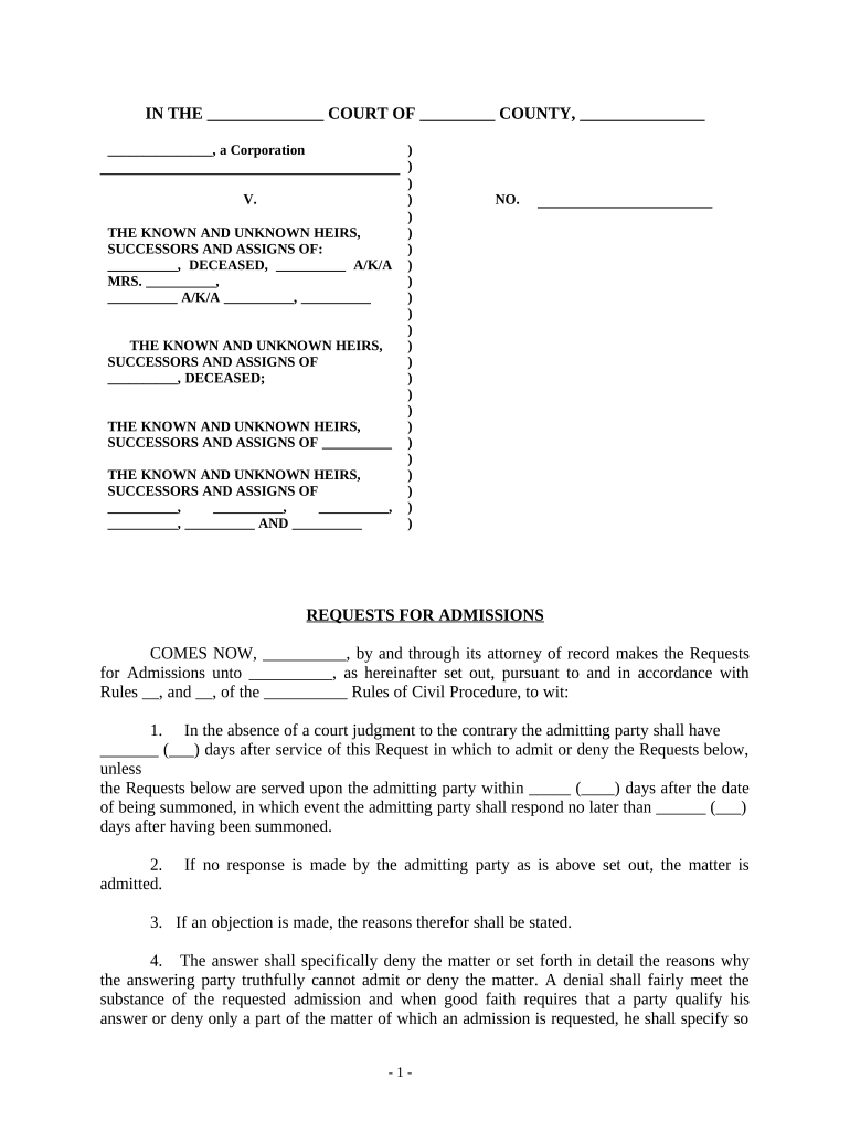 Requests for Admissions  Form