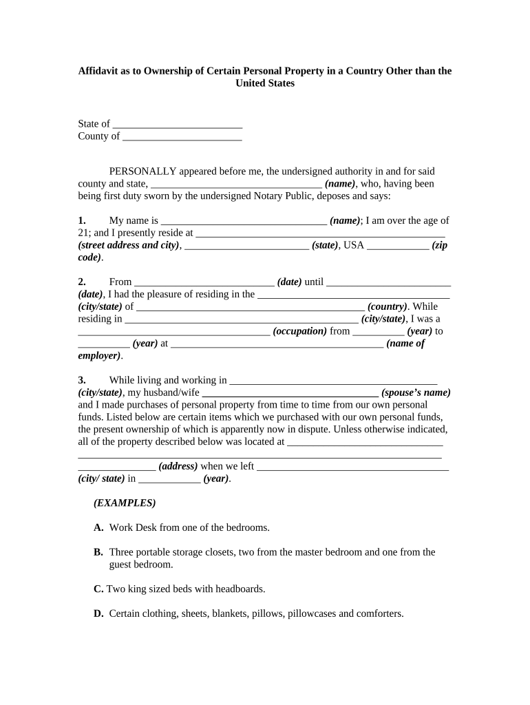 Affidavit Ownership  Form
