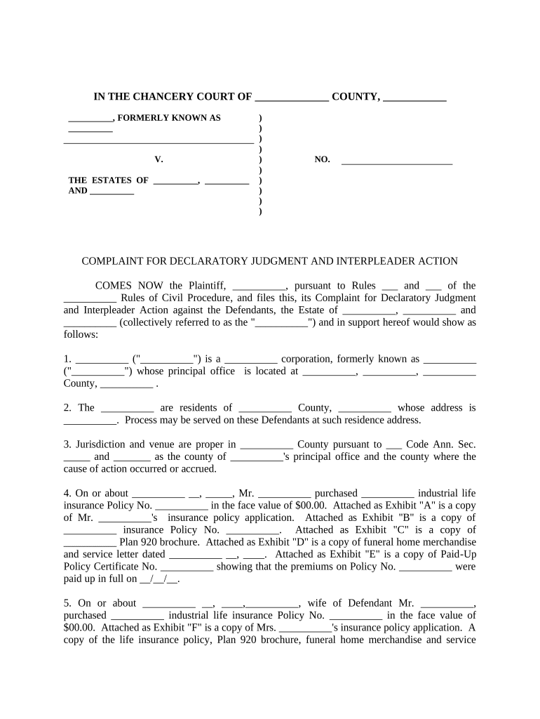 Declaratory Judgment  Form