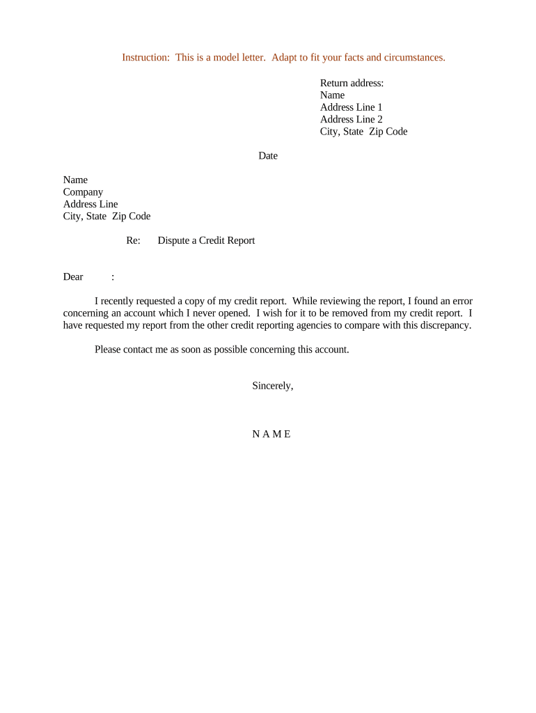 Sample Letter for Erroneous Information on Credit Report