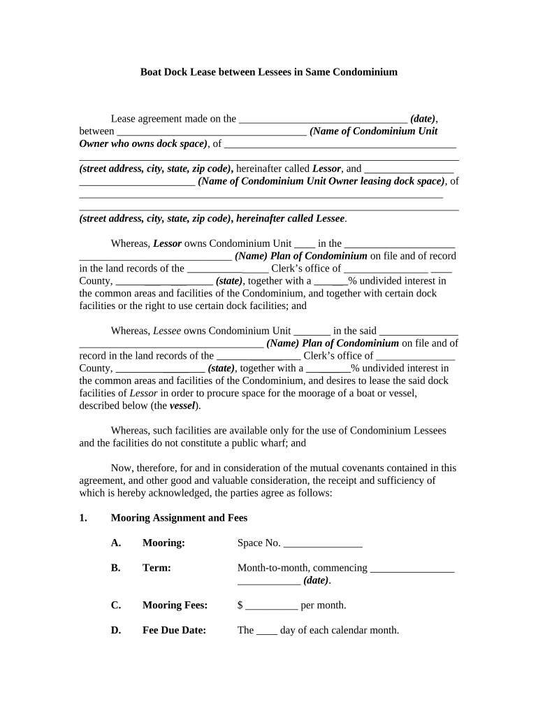 Lease Condominium  Form