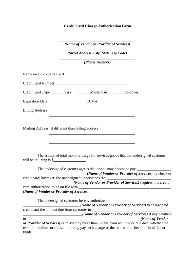 Credit Authorization Form