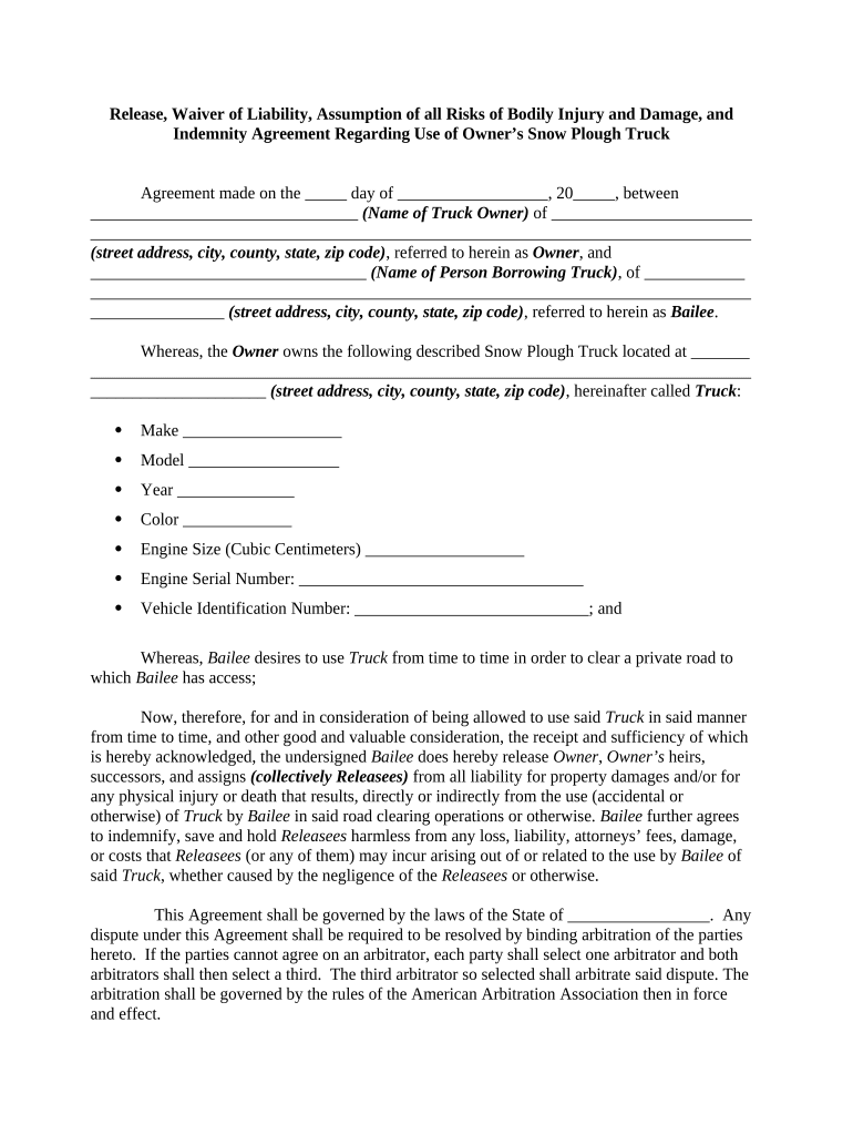 Release Personal Injury  Form
