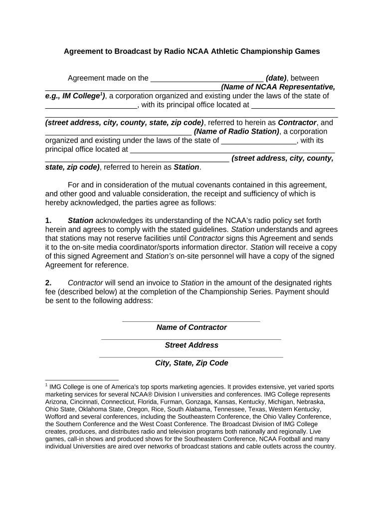 Agreement Radio Template  Form
