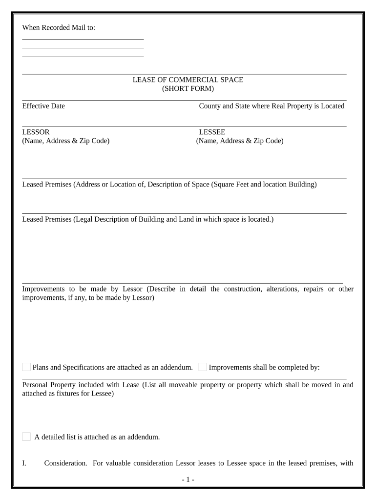 Commercial Lease Short  Form