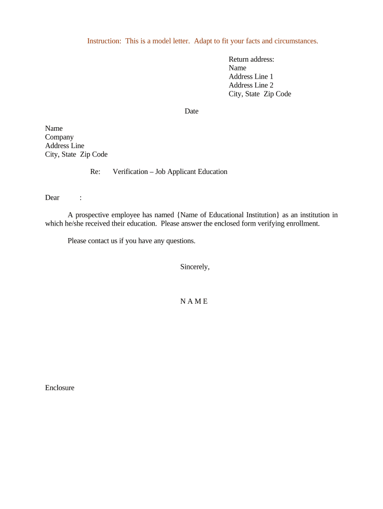 Sample Letter Verification  Form
