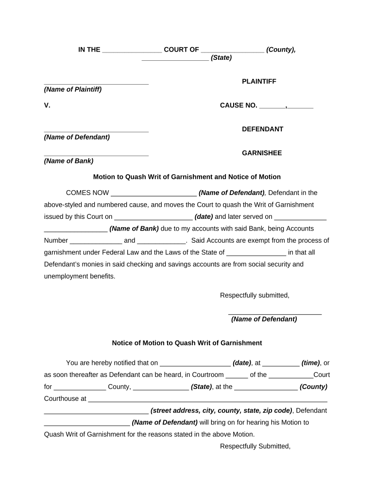 Quash Law  Form