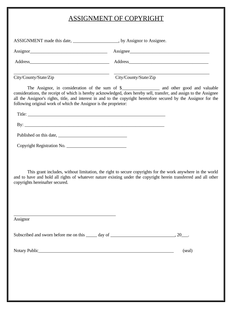 Assignment Copyright Template  Form