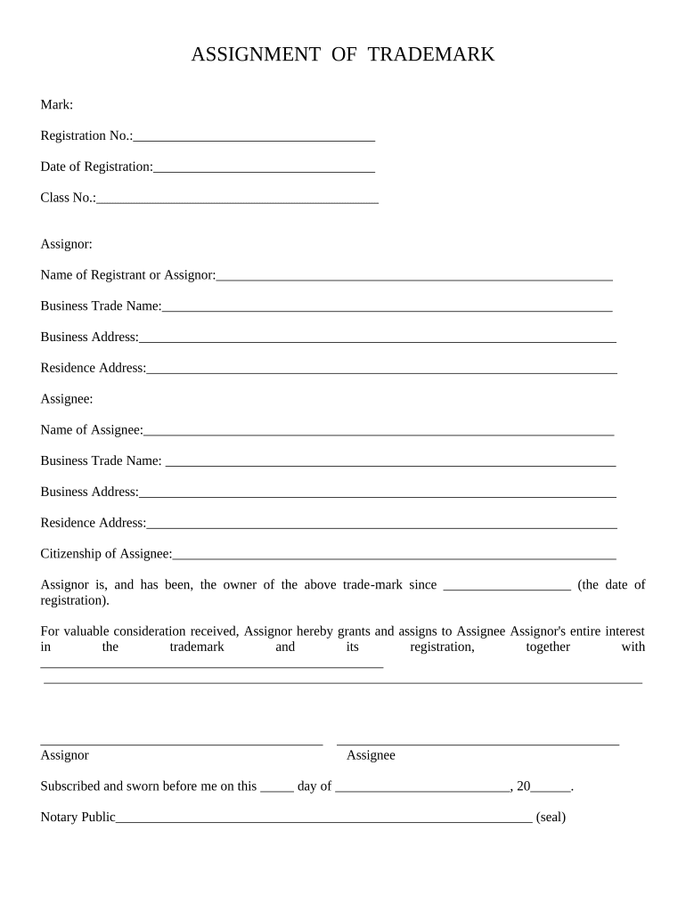 Assignment Trademark  Form