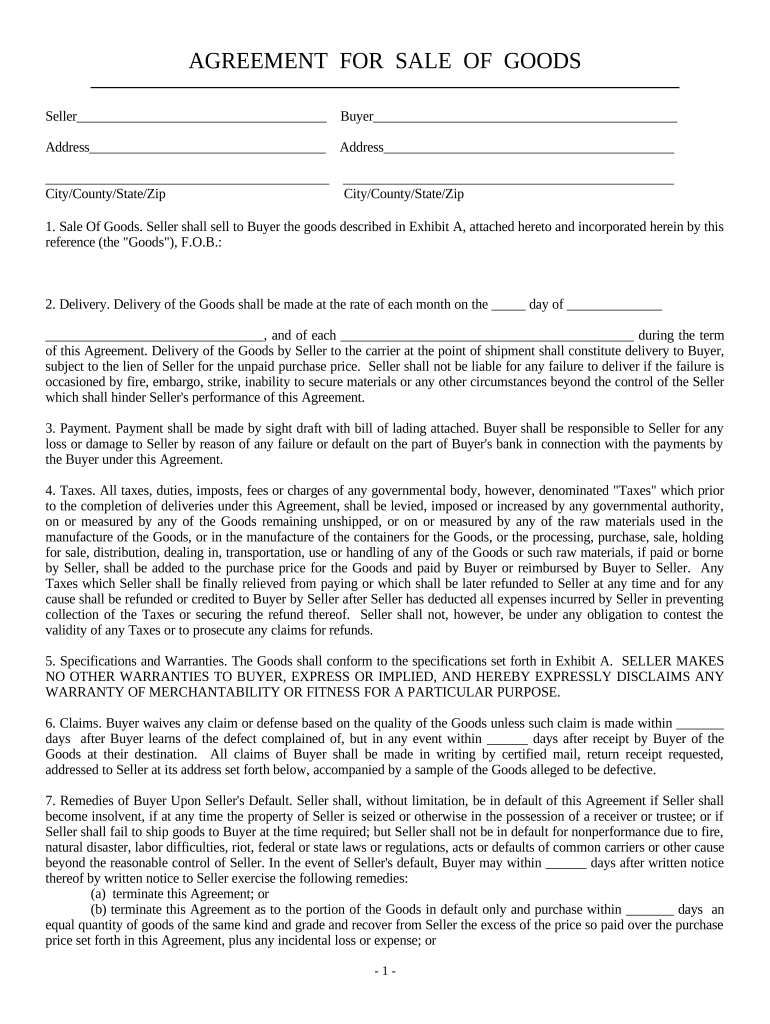 Sale of Goods, General  Form