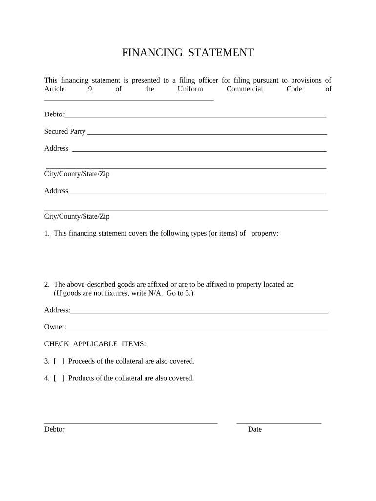 Financing Statement  Form