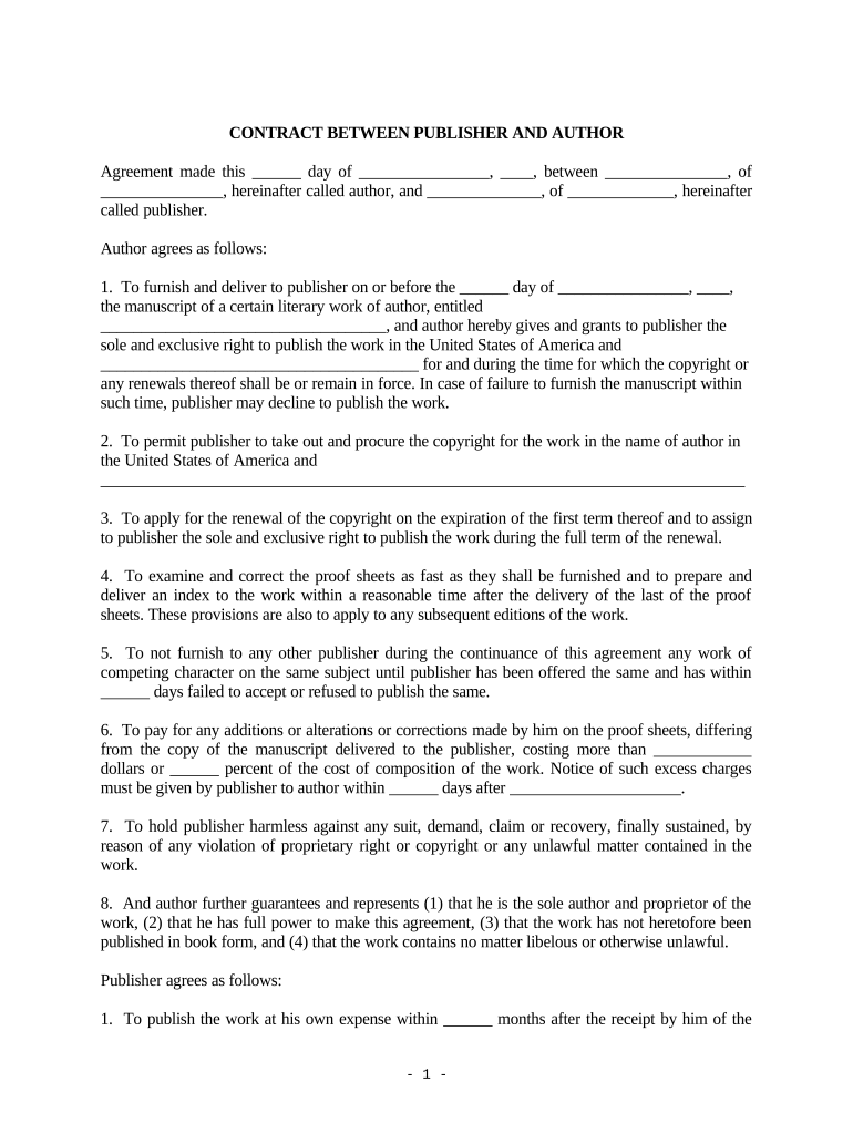 Agreement between Publisher Author  Form