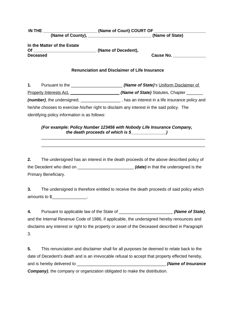 Disclaimer Form Sample