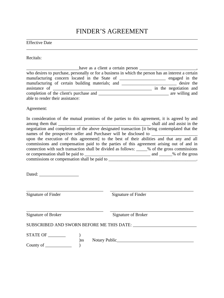 Finders Agreement  Form