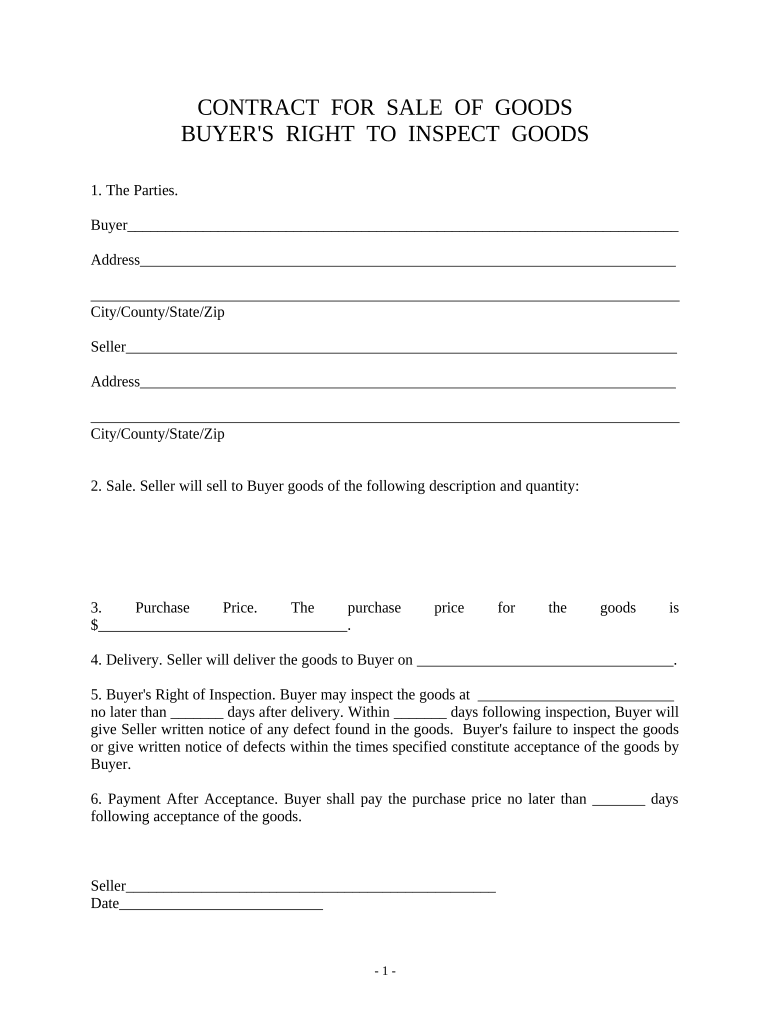 Sale Goods Contract  Form