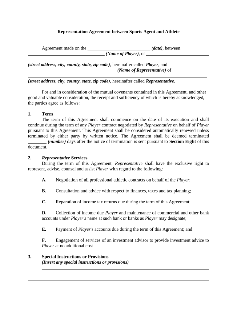 Agreement Athlete  Form