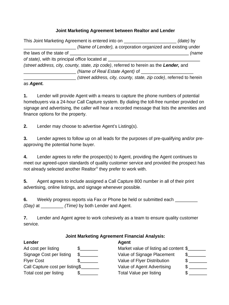 Joint Marketing  Form