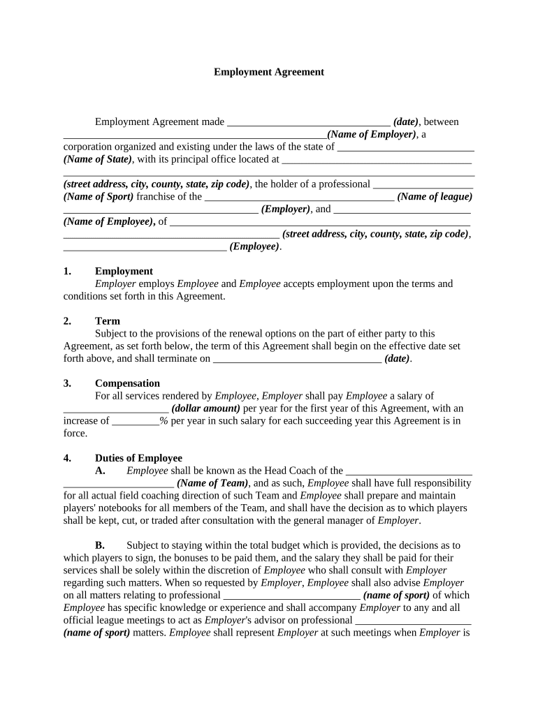 Contract Sports Template  Form